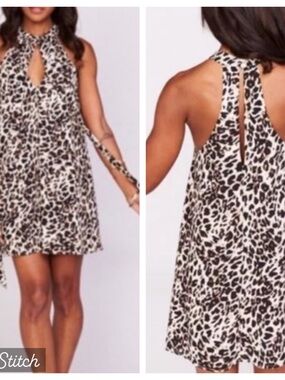 Show Me Your Mumu Leopard Halter Dress - Cream & Black